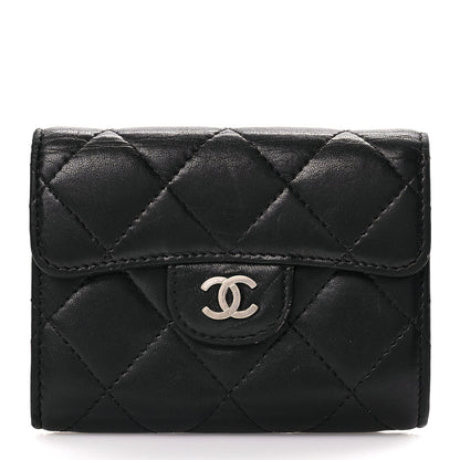 Chanel Lambskin Quilted Flap Card Holder Wallet Black 1 of 7