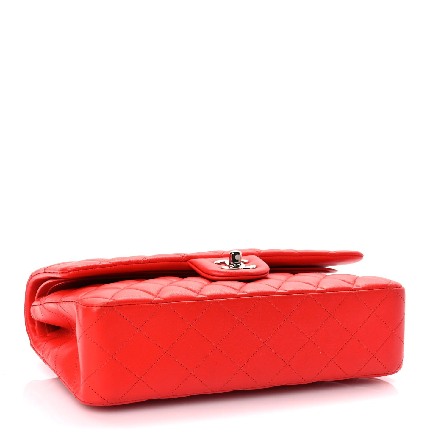 Lambskin Quilted Medium Double Flap Red