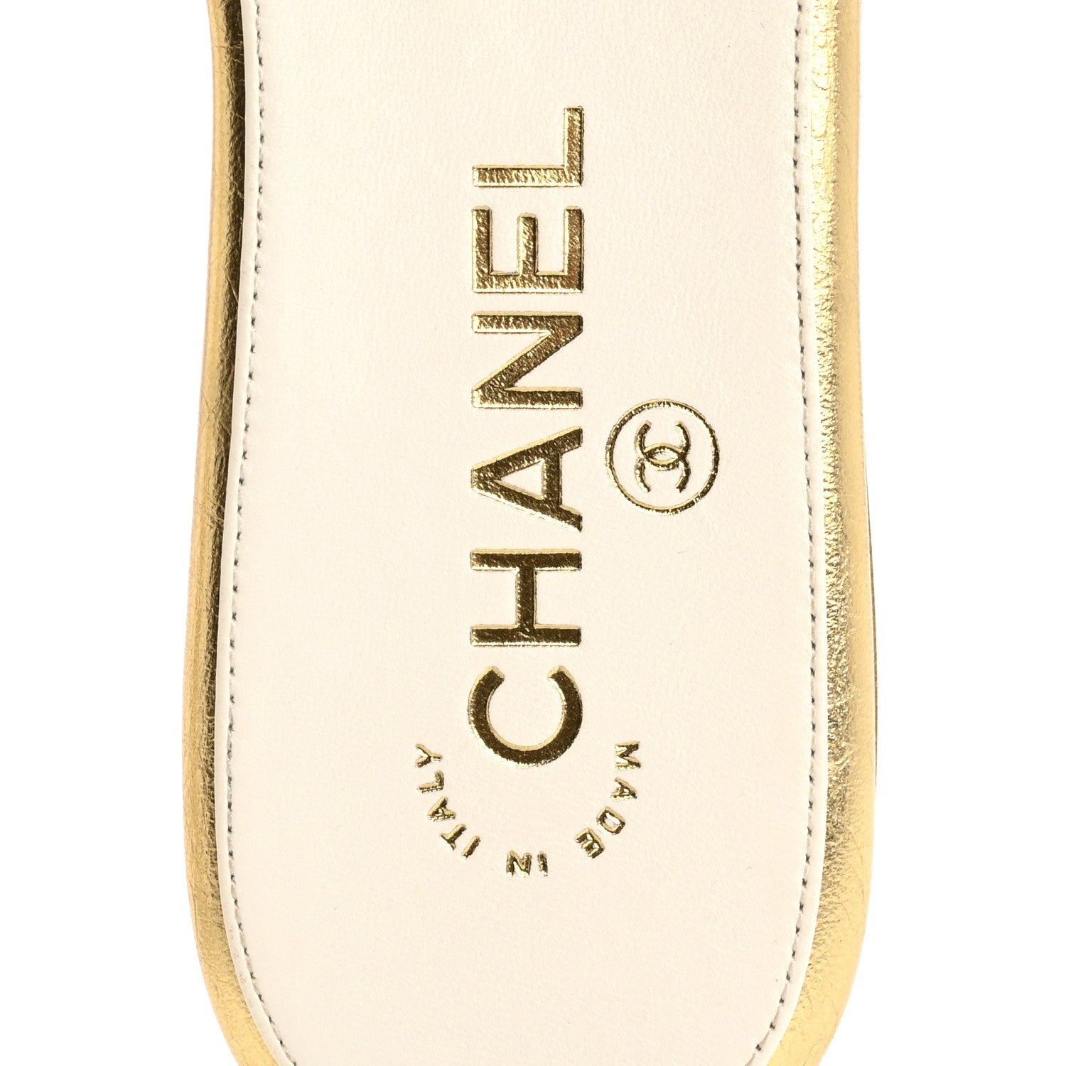 Chanel Laminated Lambskin Camellia CC Slide Sandals 36 Golden 7 of 7