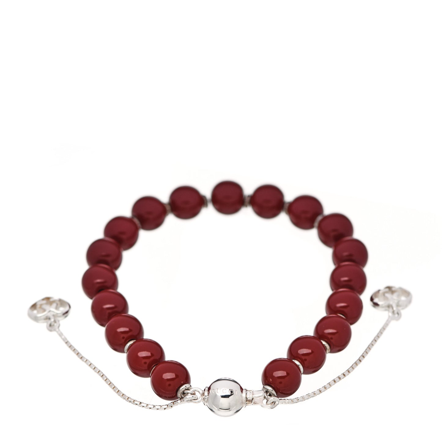 Sterling Silver Wood Boule Britt Bracelet Red