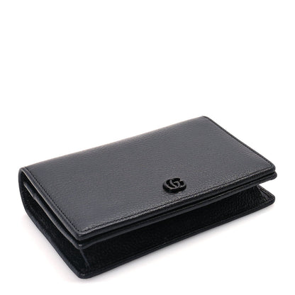 Gucci Dollar Calfskin Enamel Monochrome Mini GG Marmont Chain Wallet Black 3 of 8
