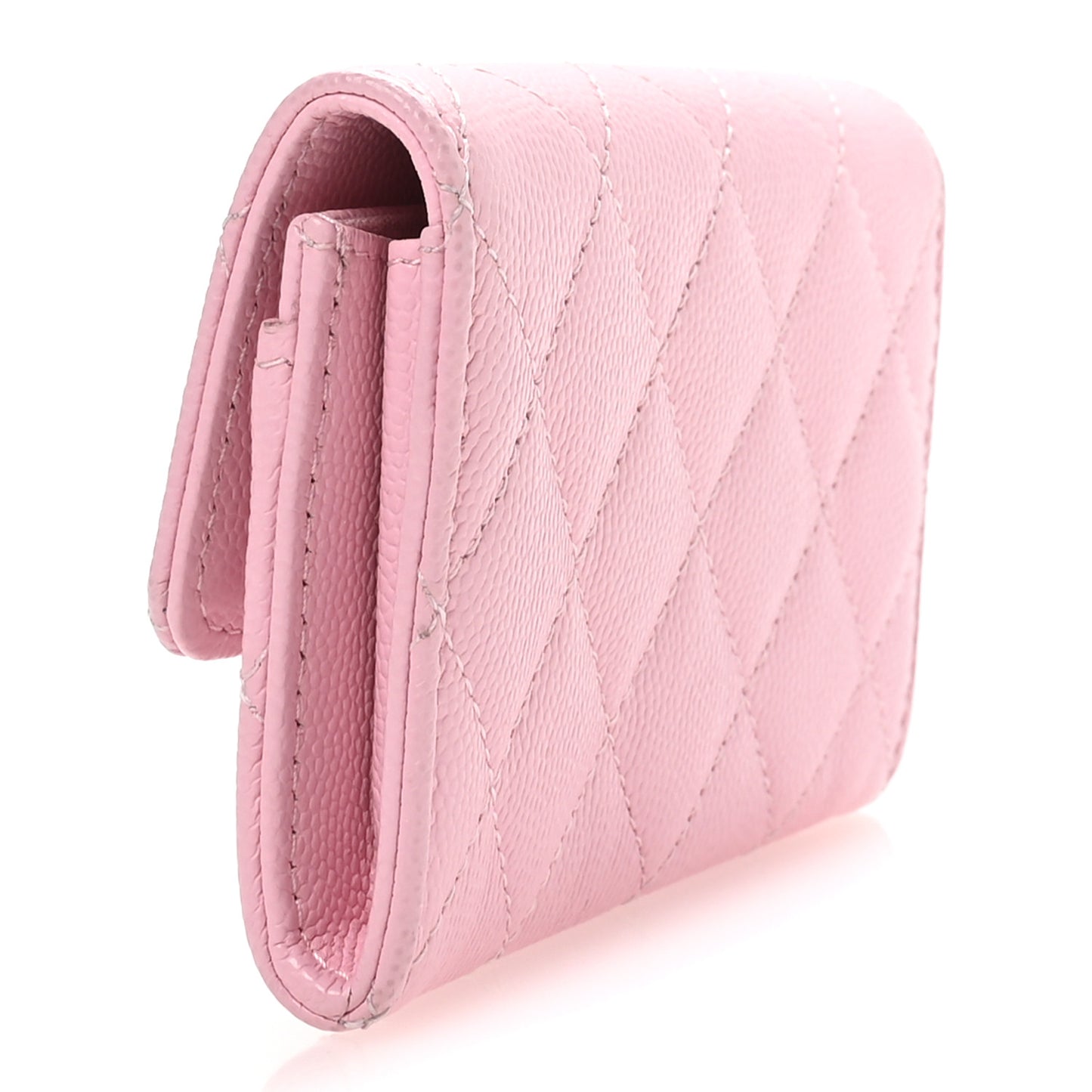 Caviar Quilted CC Flap Card Holder Pink