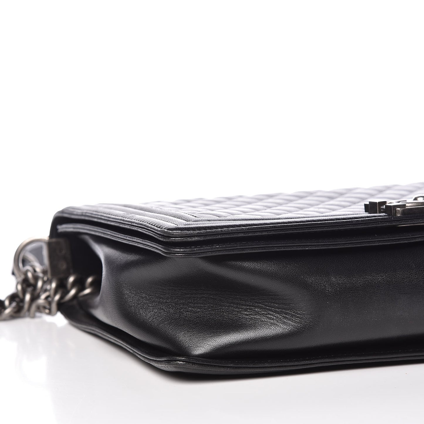 Lambskin Quilted Large Boy Flap Black