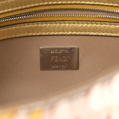 Fendi Sequin Paillettes Vitello Laminato Striped Baguette 1997 Oro Sfumato 6 of 14