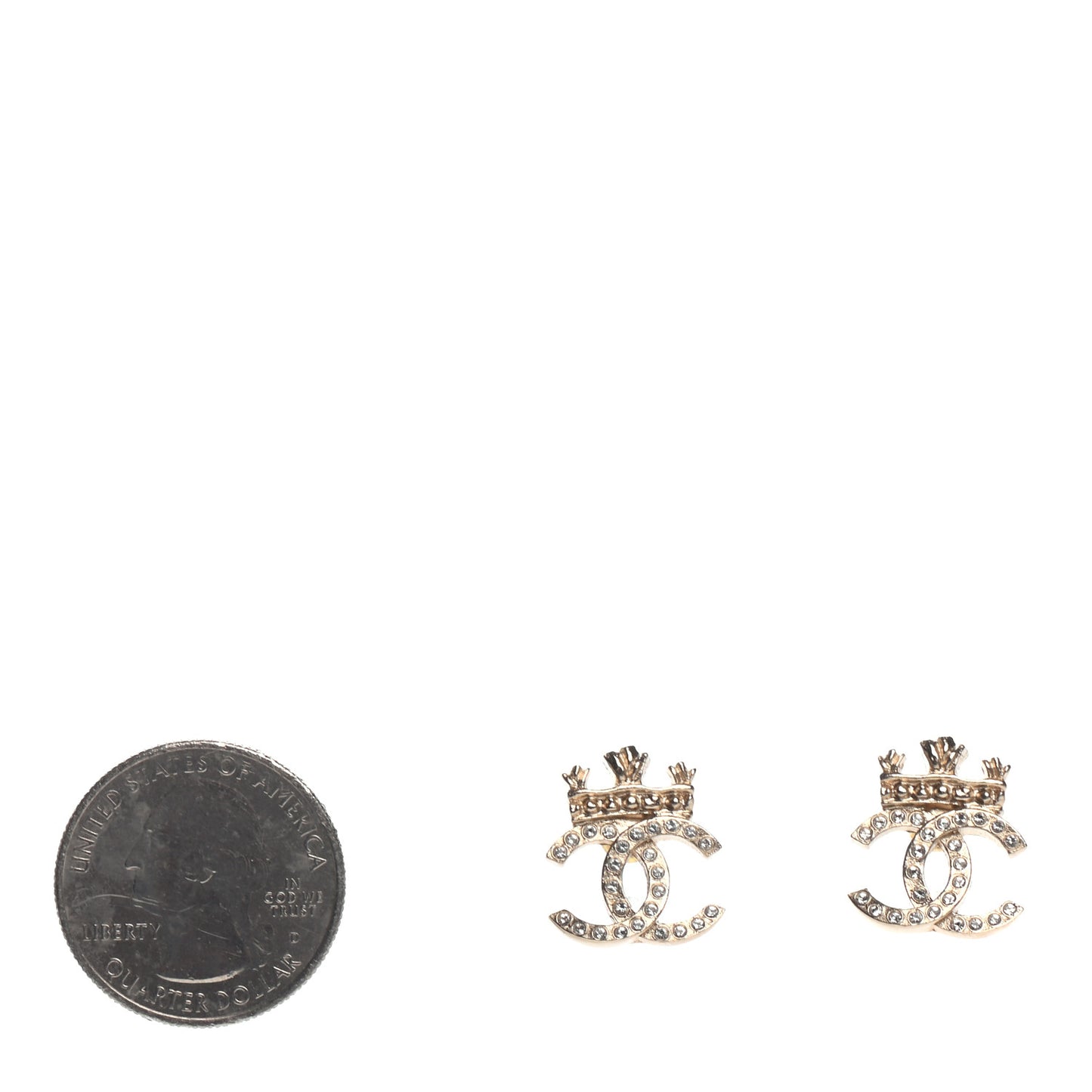 Crystal CC Crown Earrings Gold