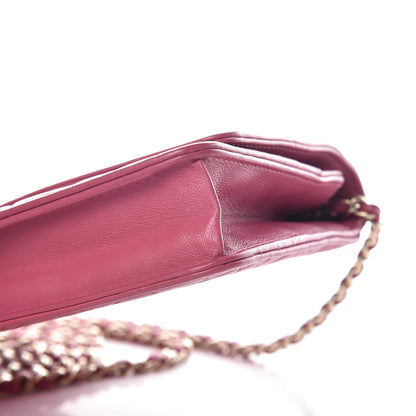 Chanel Lambskin Camellia Embossed Wallet On Chain WOC Pink 10 of 13