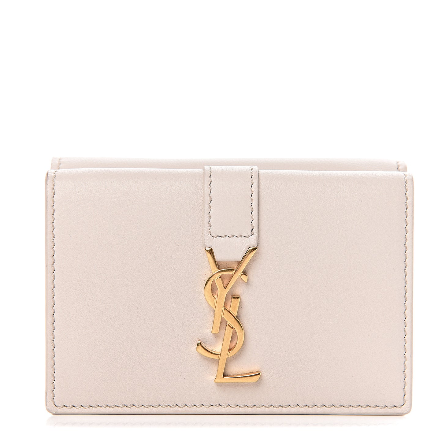 Smooth Calfskin Monogram Tiny Line Wallet White