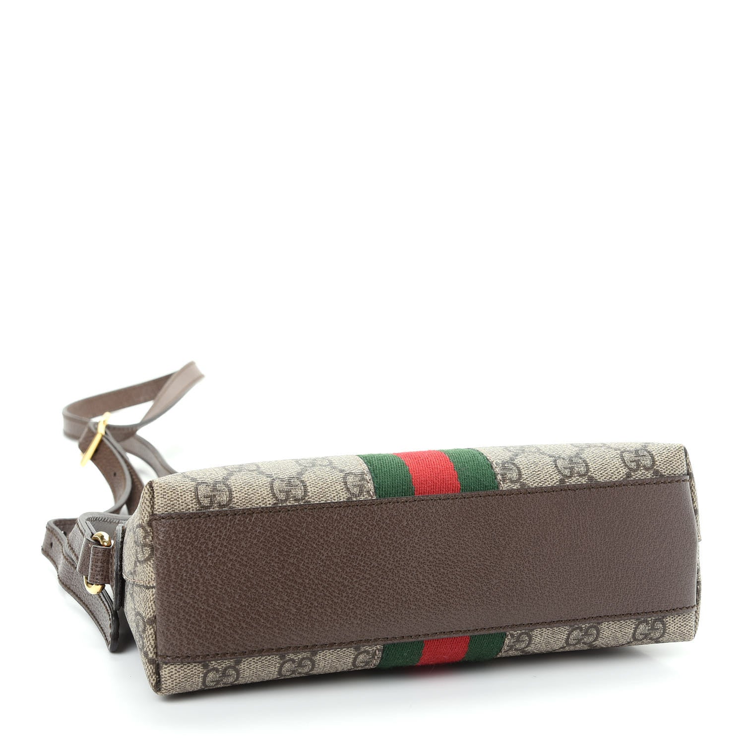 Gucci GG Supreme Monogram Textured Dollar Calfskin Web Small Ophidia Dome Shoulder Bag Beige Ebony New Acero 4 of 9