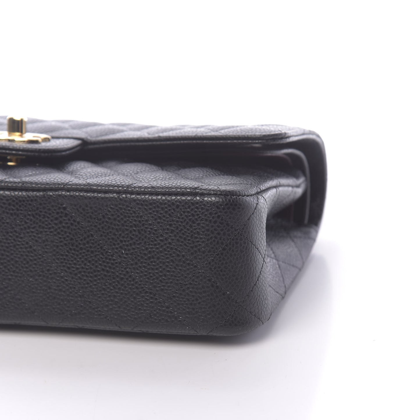 Caviar Quilted Medium Double Flap Black