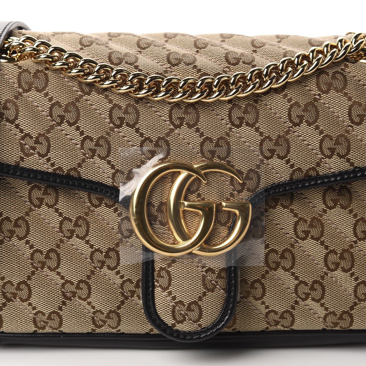 Gucci Monogram Matelasse Diagonal Small GG Marmont Shoulder Bag Beige Black 10 of 10