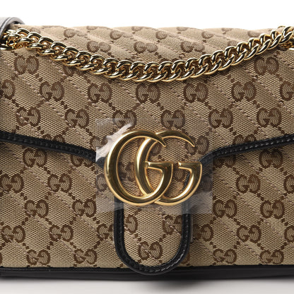Gucci Monogram Matelasse Diagonal Small GG Marmont Shoulder Bag Beige Black 10 of 10