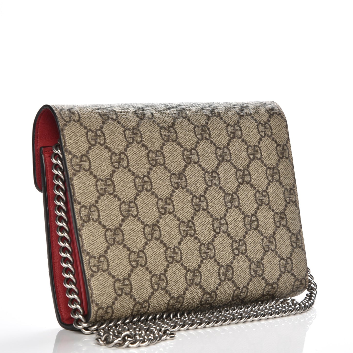 GG Supreme Monogram Mini Dionysus Chain Wallet Beige Vulcanic Red