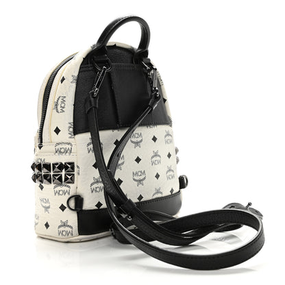 MCM Visetos Side Stud X-Mini Stark Bebe Boo Backpack White 4 of 28
