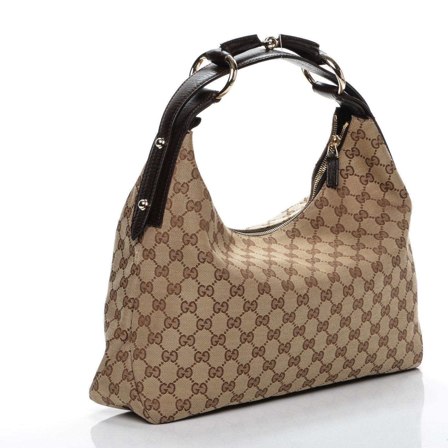 Gucci Monogram Medium Horsebit Chain Hobo Dark Brown 3 of 7