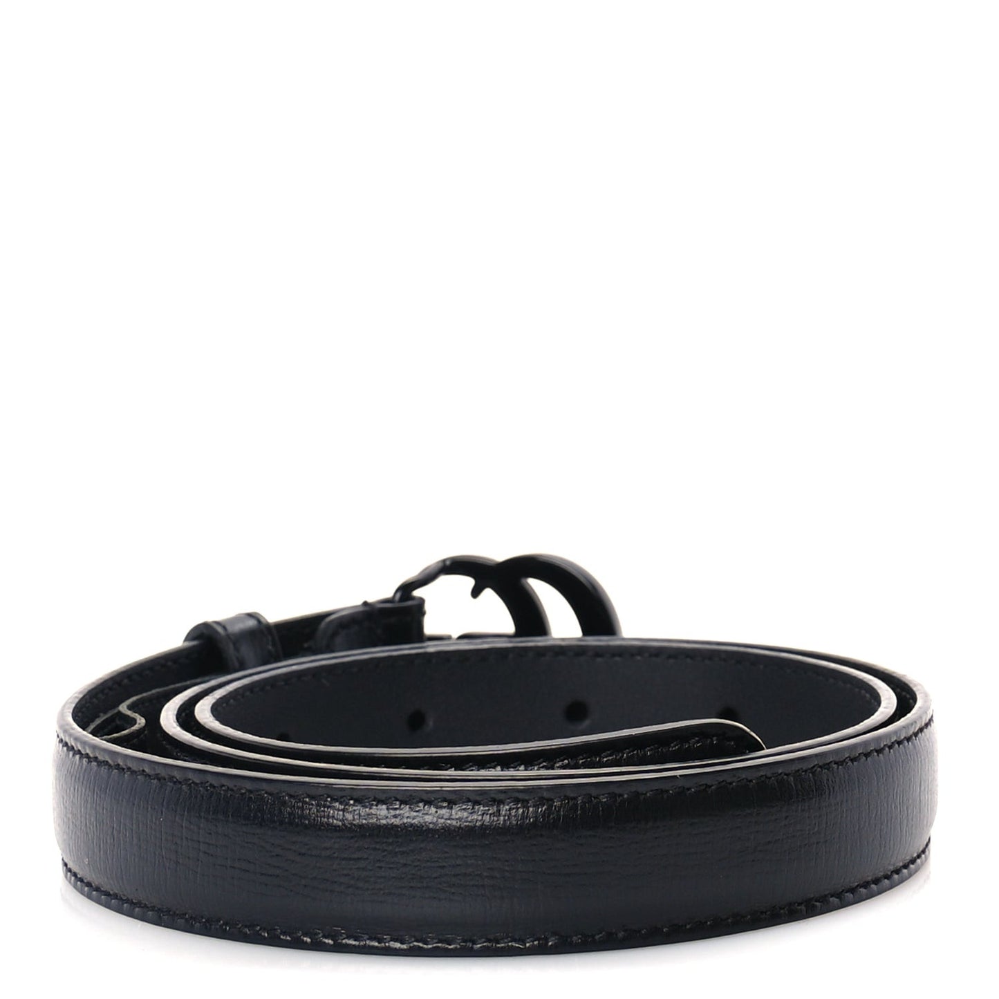 Azalea Calfskin Enamel Monochrome Double G 20mm Belt 70 28  Black