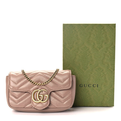 Gucci Calfskin Matelasse Super Mini GG Marmont Shoulder Bag Porcelain Rose 10 of 10