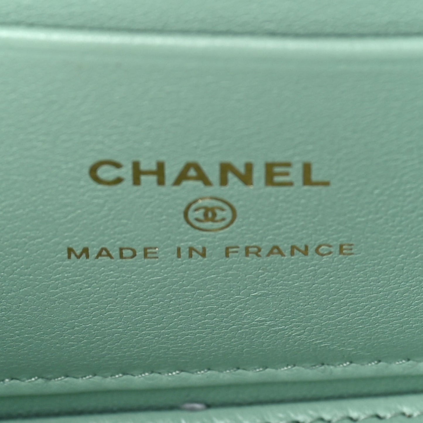 Lambskin Quilted Small Top Handle Vanity Case With Chain Light Green Light Green