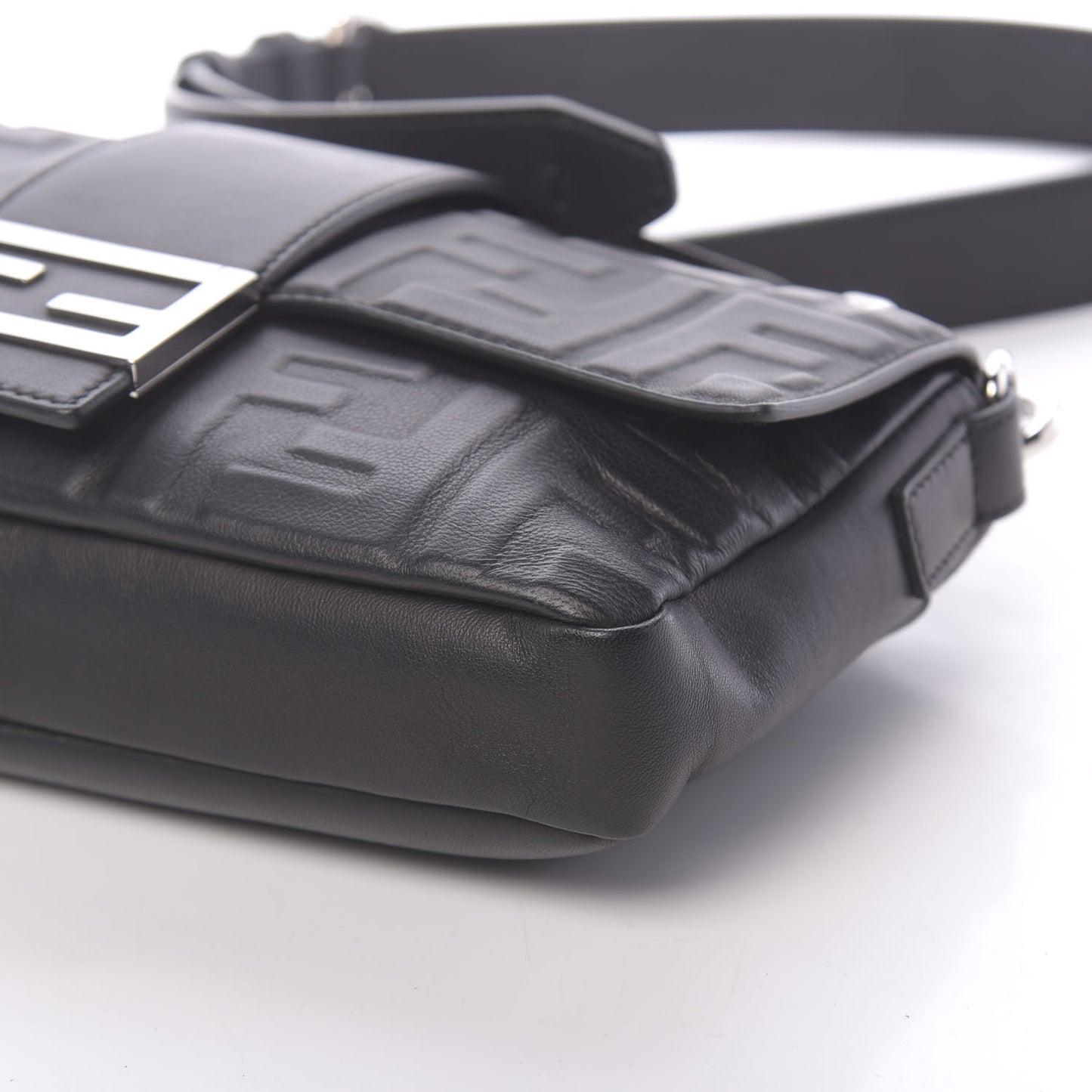 Nappa FF 1974 Embossed Belt Baguette Bag Black