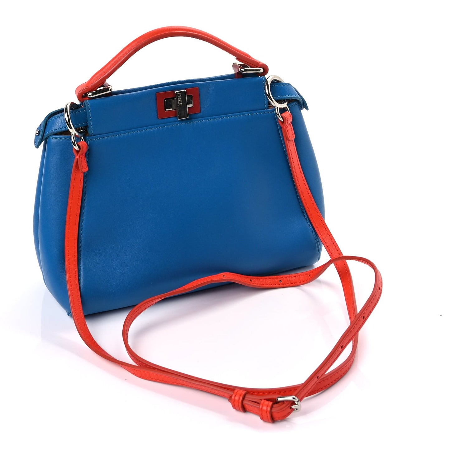 Nappa Colorblock Mini Peekaboo Iconic Satchel Blue Royal Papavero Cuoio