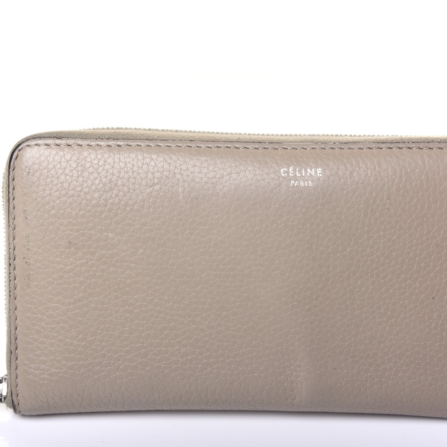 Drummed Calfskin Zip Around Organizer Wallet Dune