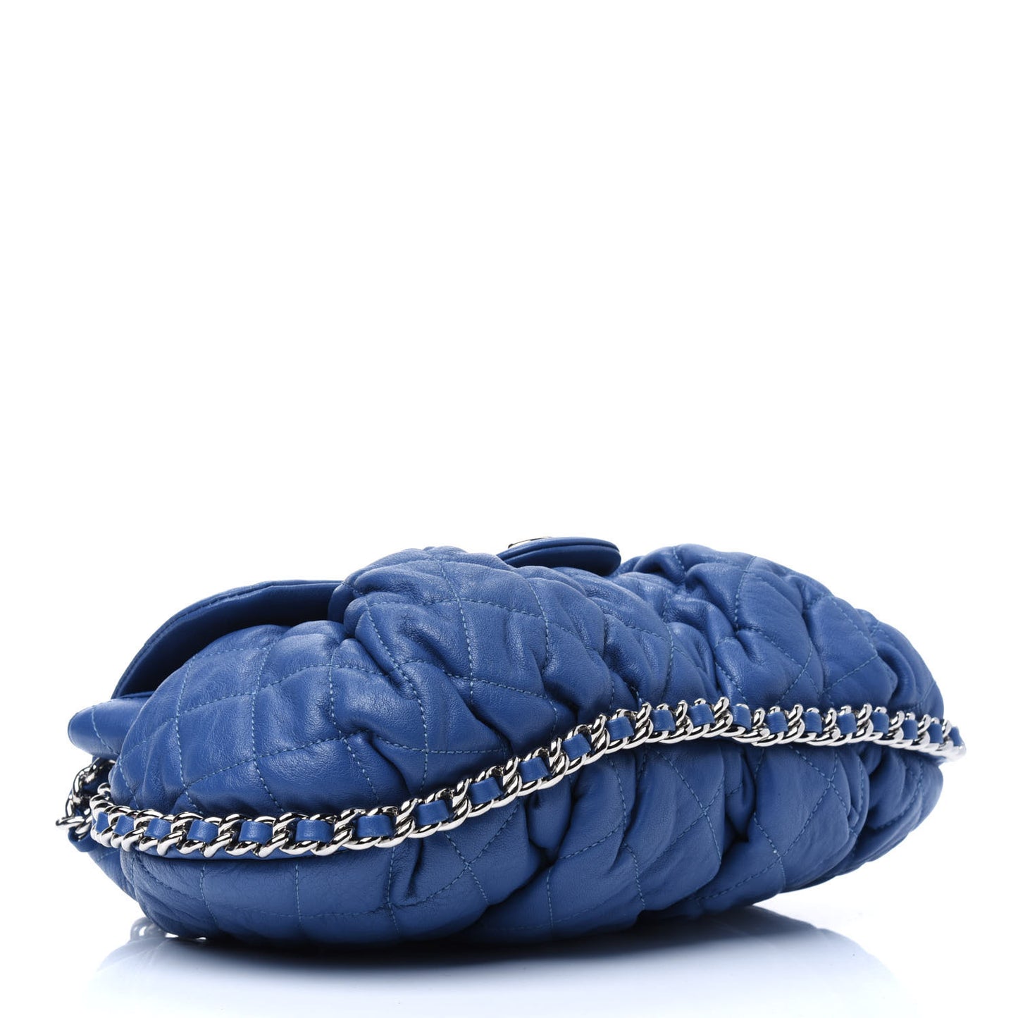 Washed Lambskin Quilted Medium Chain Around Messenger Blue