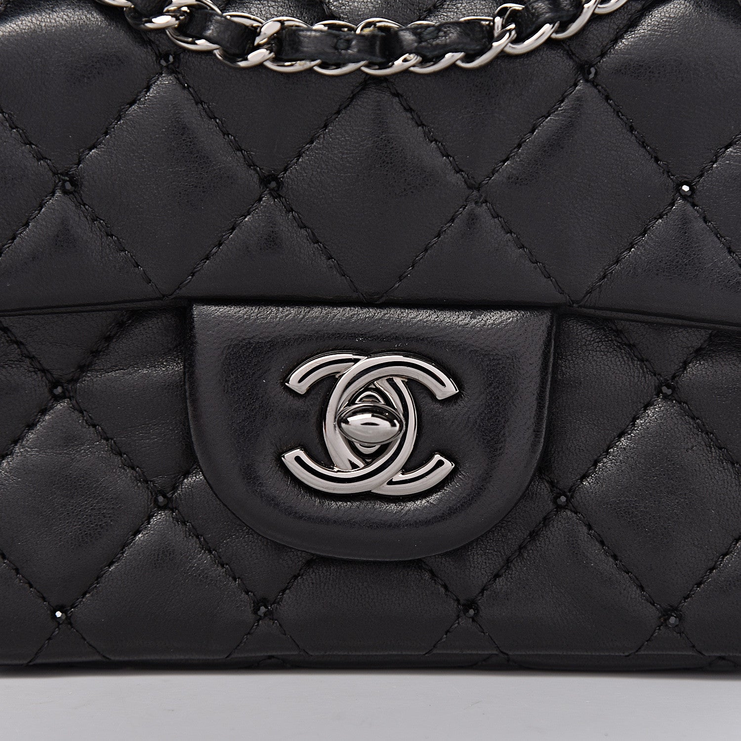 Chanel Lambskin Beaded Quilted Extra Mini Square Flap Black 10 of 15