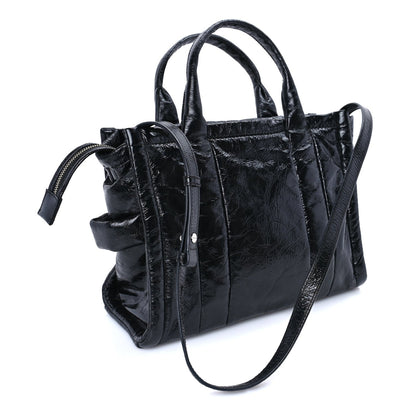 Marc Jacobs Shiny Crinkled Lambskin Medium The Tote Bag Black 2 of 7