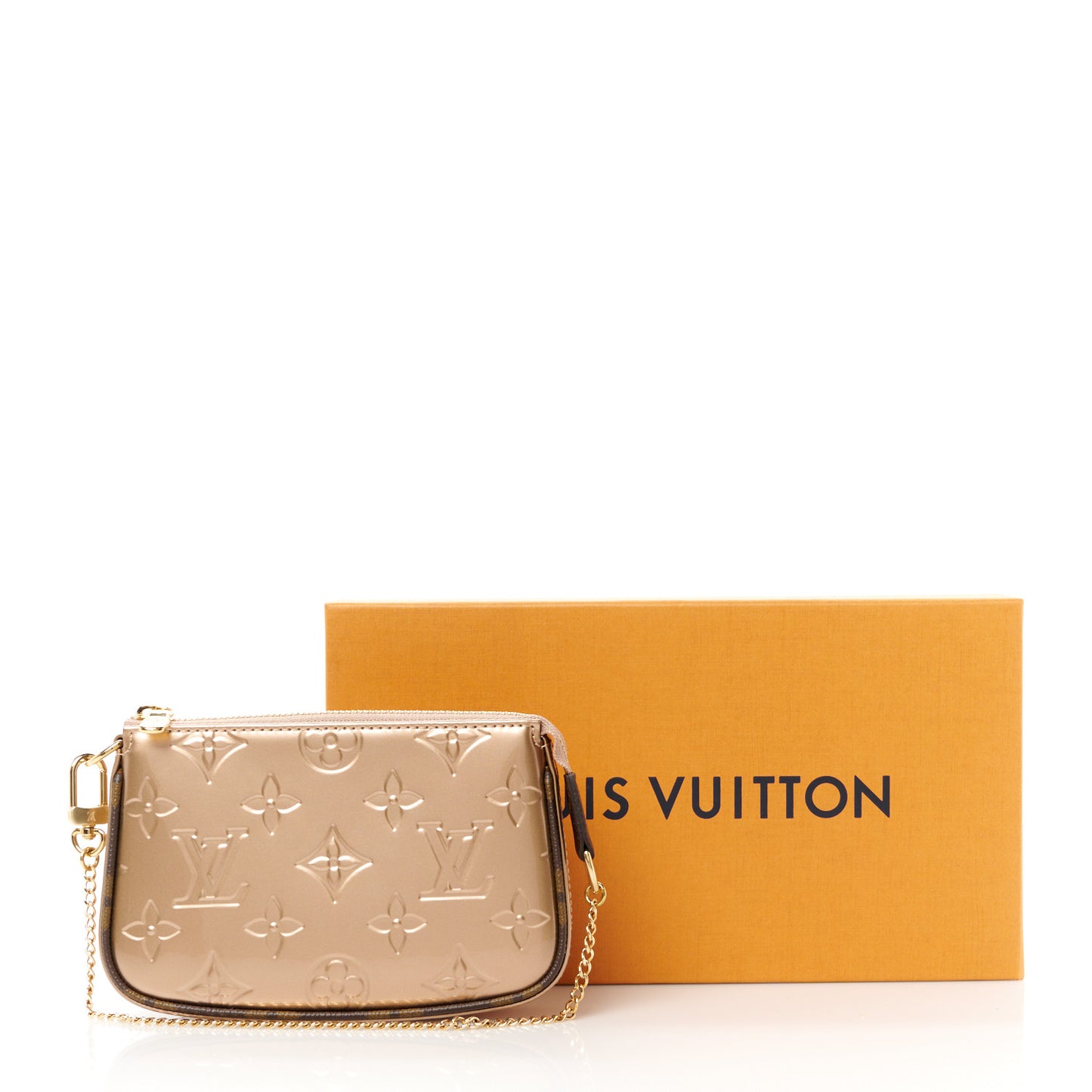Metallic Vernis Mini Pochette Accessories Rose Gold
