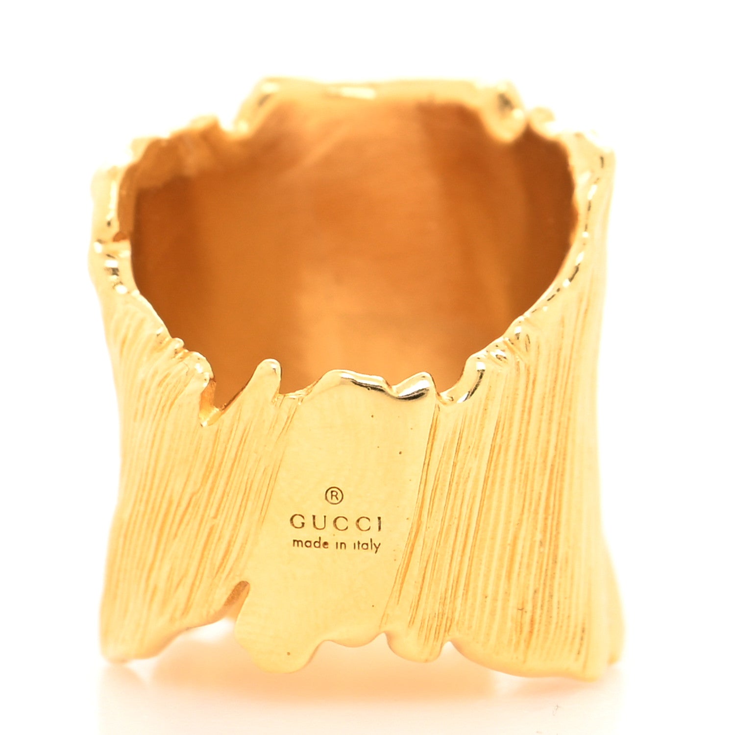 Gucci Textured Metal Interlocking G Ring S Gold 3 of 4