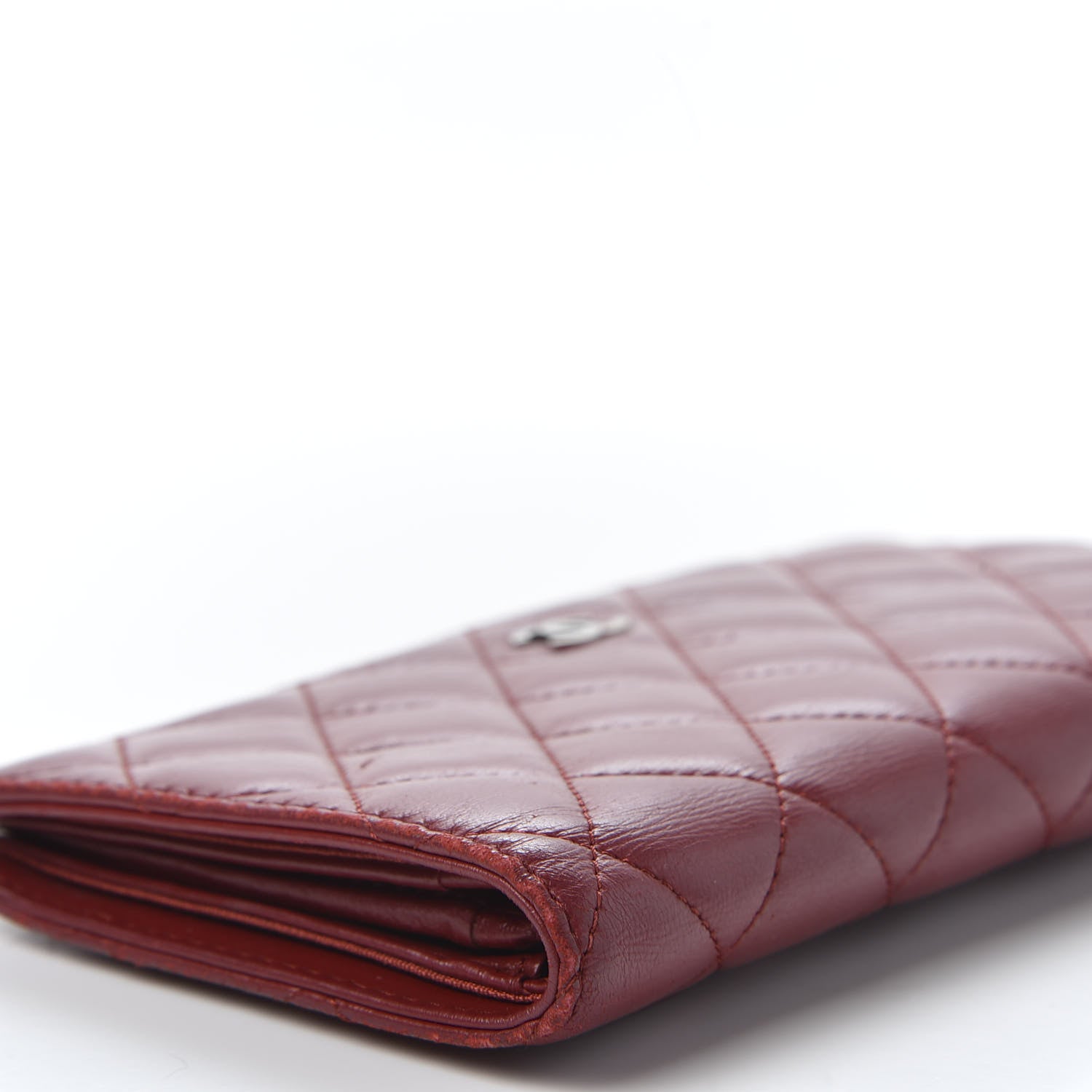Chanel Lambskin Quilted Yen Wallet Red 7 of 11