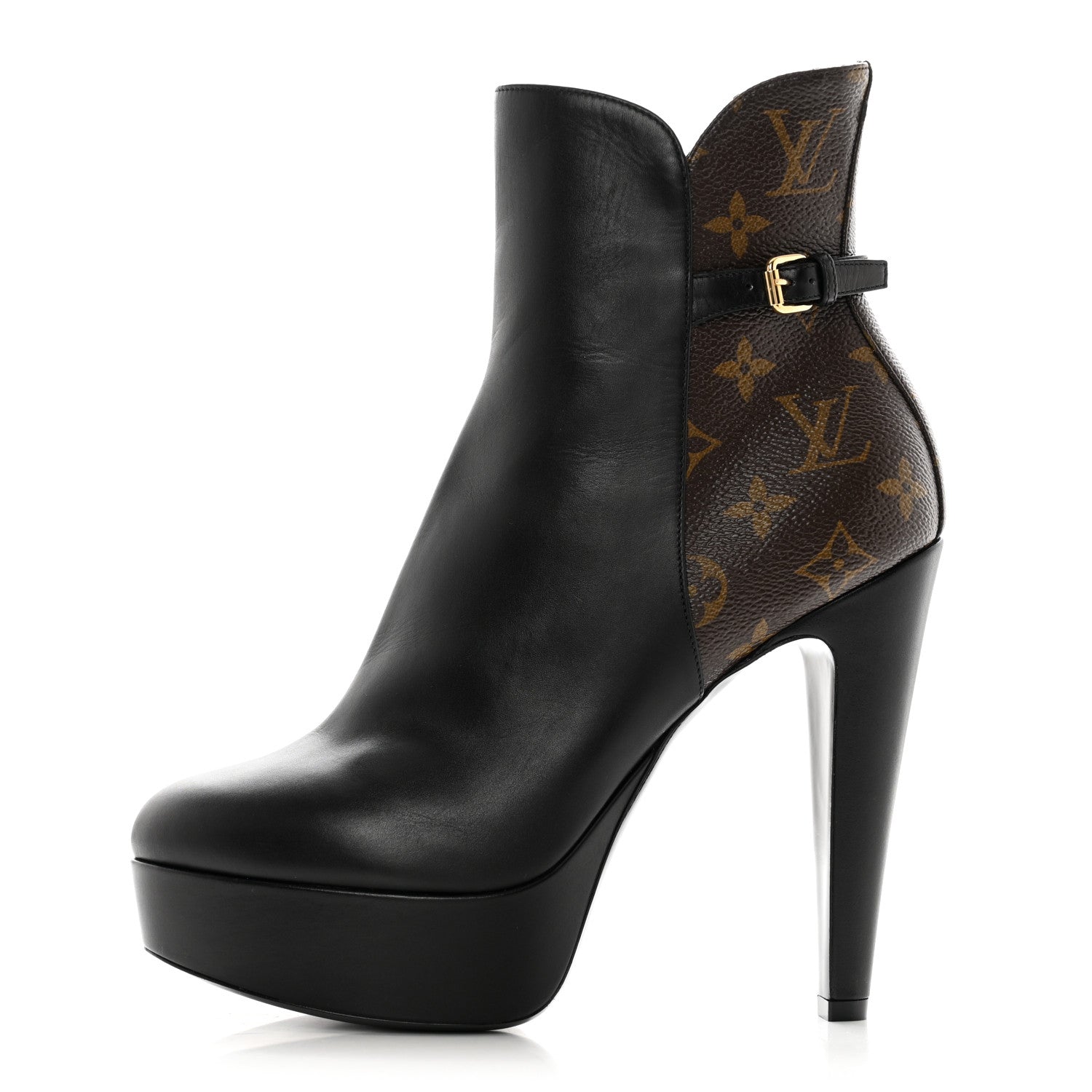 Louis Vuitton Calfskin Monogram Afterglow Platform Ankle Boots 39 Black 1 of 9