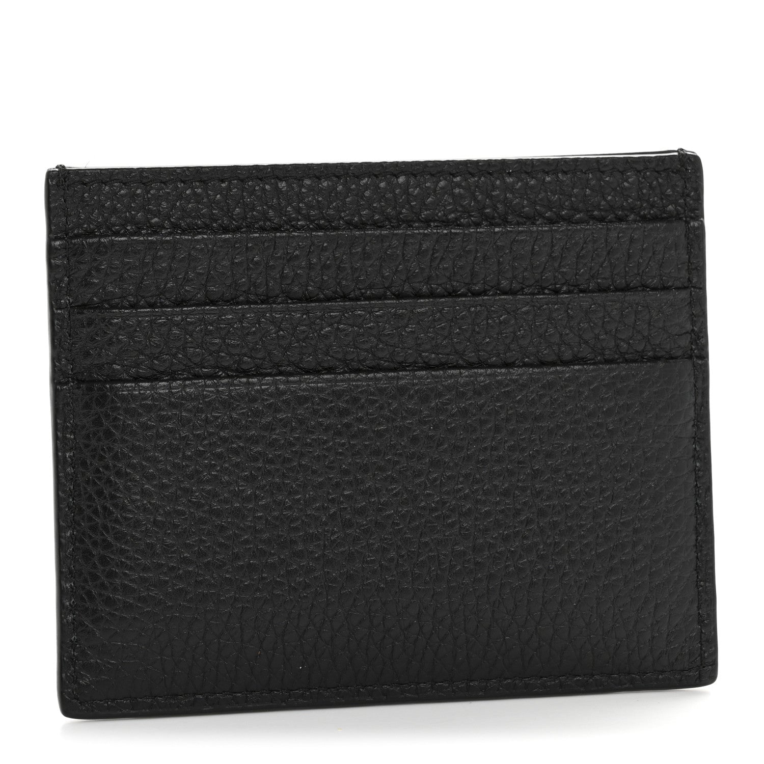 Prada Vitello Daino Triangle Card Holder Black 3 of 8