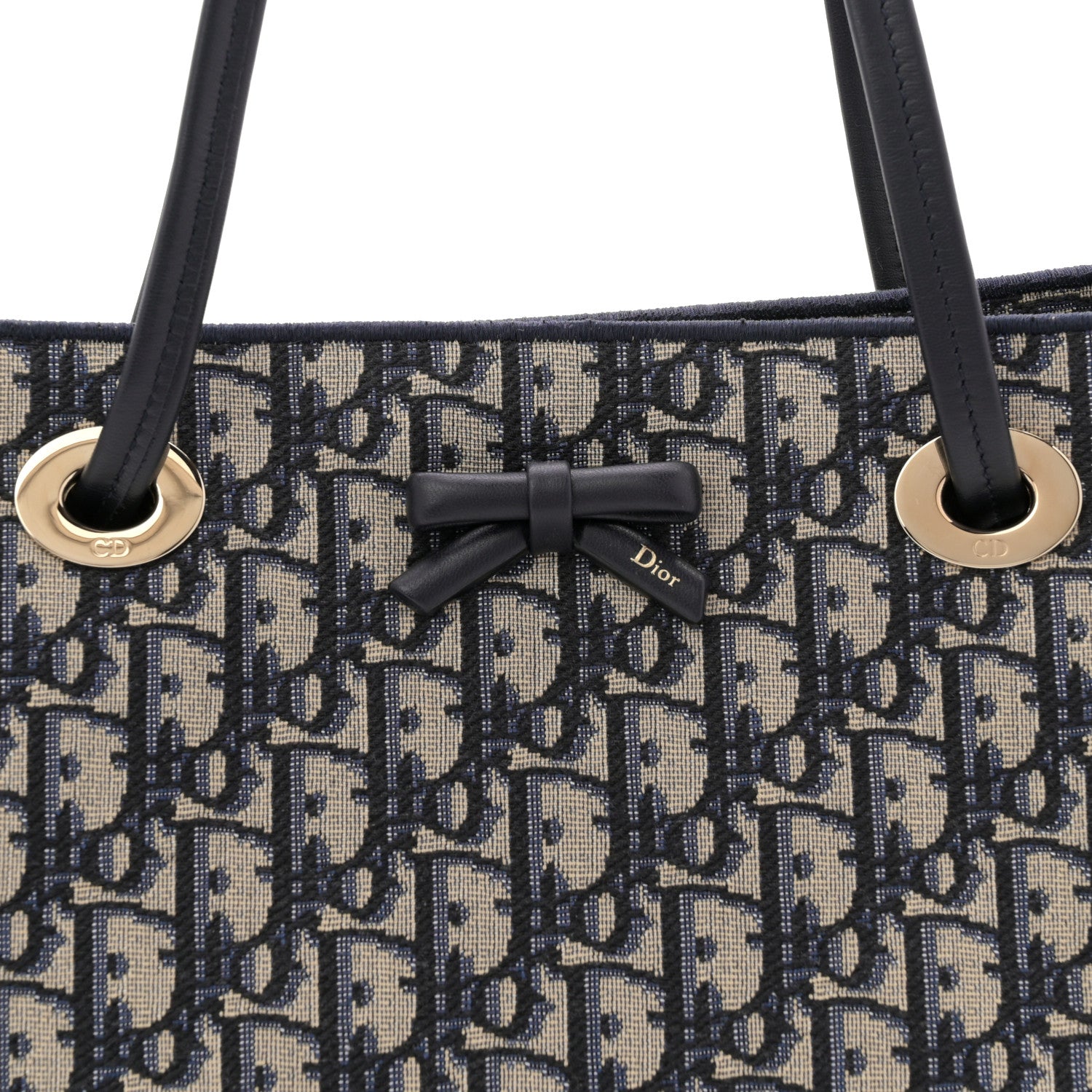 Christian Dior Oblique Small Bow Shopping Tote Blue Multicolor 8 of 13