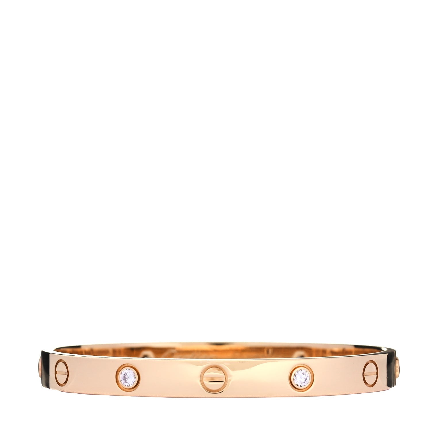 Cartier 18K Yellow Gold 4 Diamond LOVE Bracelet 17 2 of 4
