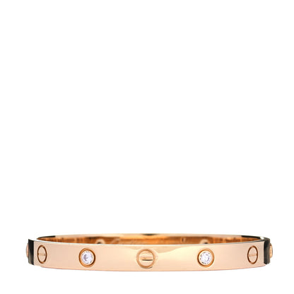 Cartier 18K Yellow Gold 4 Diamond LOVE Bracelet 17 2 of 4