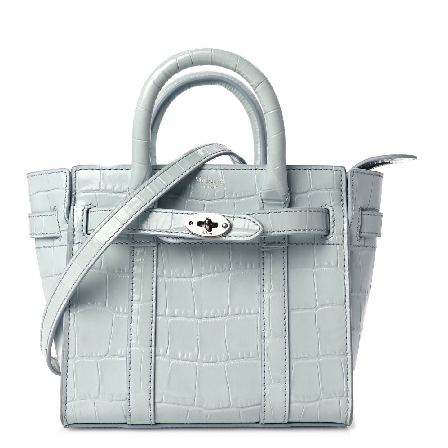 Shiny Crocodile Embossed Micro Zipped Bayswater Blue