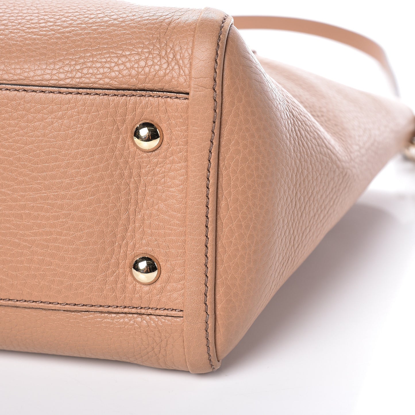 Pebbled Calfskin Small Soho Top Handle Bag Camelia