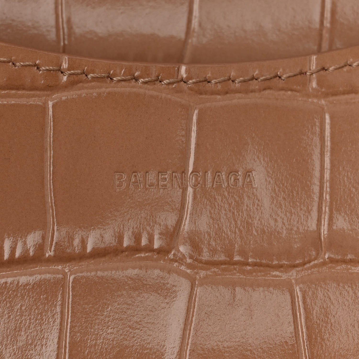 Balenciaga Shiny Supple Calfskin Crocodile Embossed Neo Classic Gold Hardware City Nude Beige 5 of 8