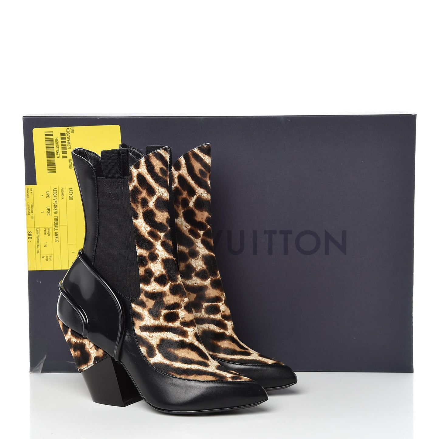 Calfskin Patent Pony Hair Fireball Ankle Boots 37 Leopard