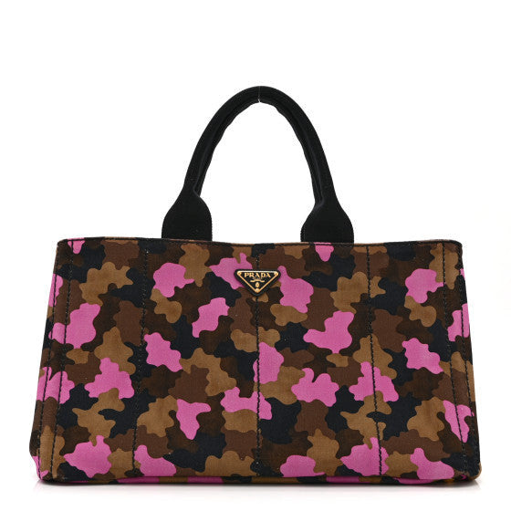 Prada Canapa Camouflage Tote Pink Brown 1 of 1