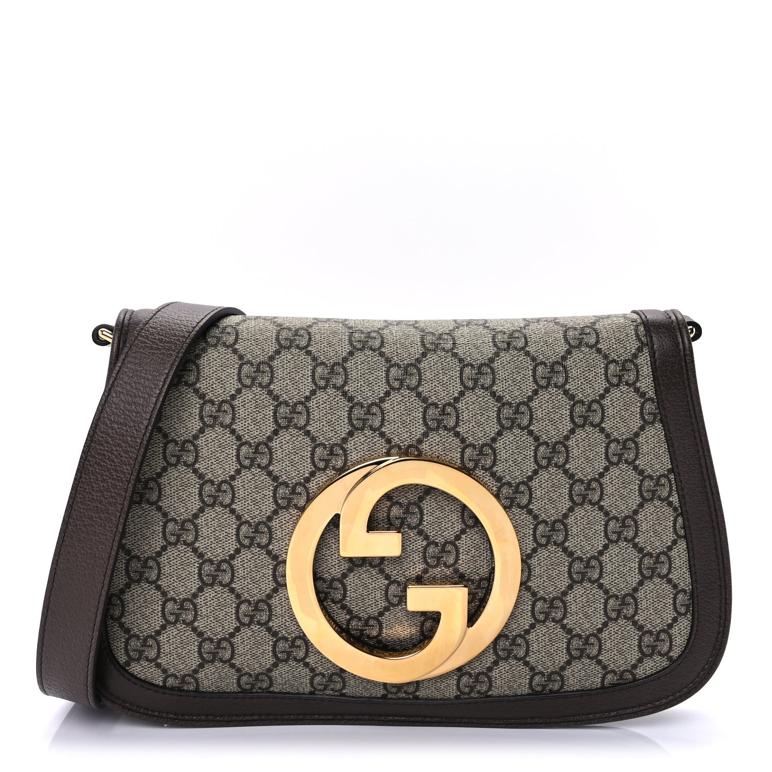 Gucci GG Supreme Monogram Textured Dollar Calfskin Blondie Chain Shoulder Flap Bag Beige Ebony New Acero 1 of 8