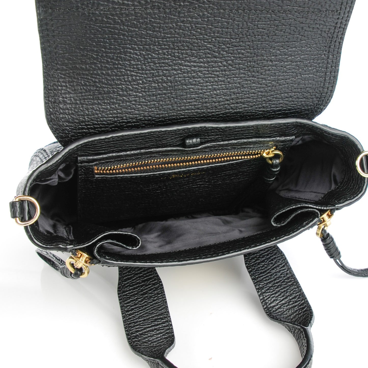 3.1 Textured Calfskin Mini Pashli Satchel Black