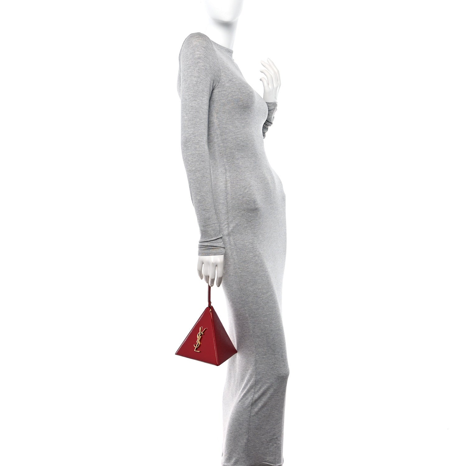 Saint Laurent Patent Pyramid Clutch Rouge 2 of 7