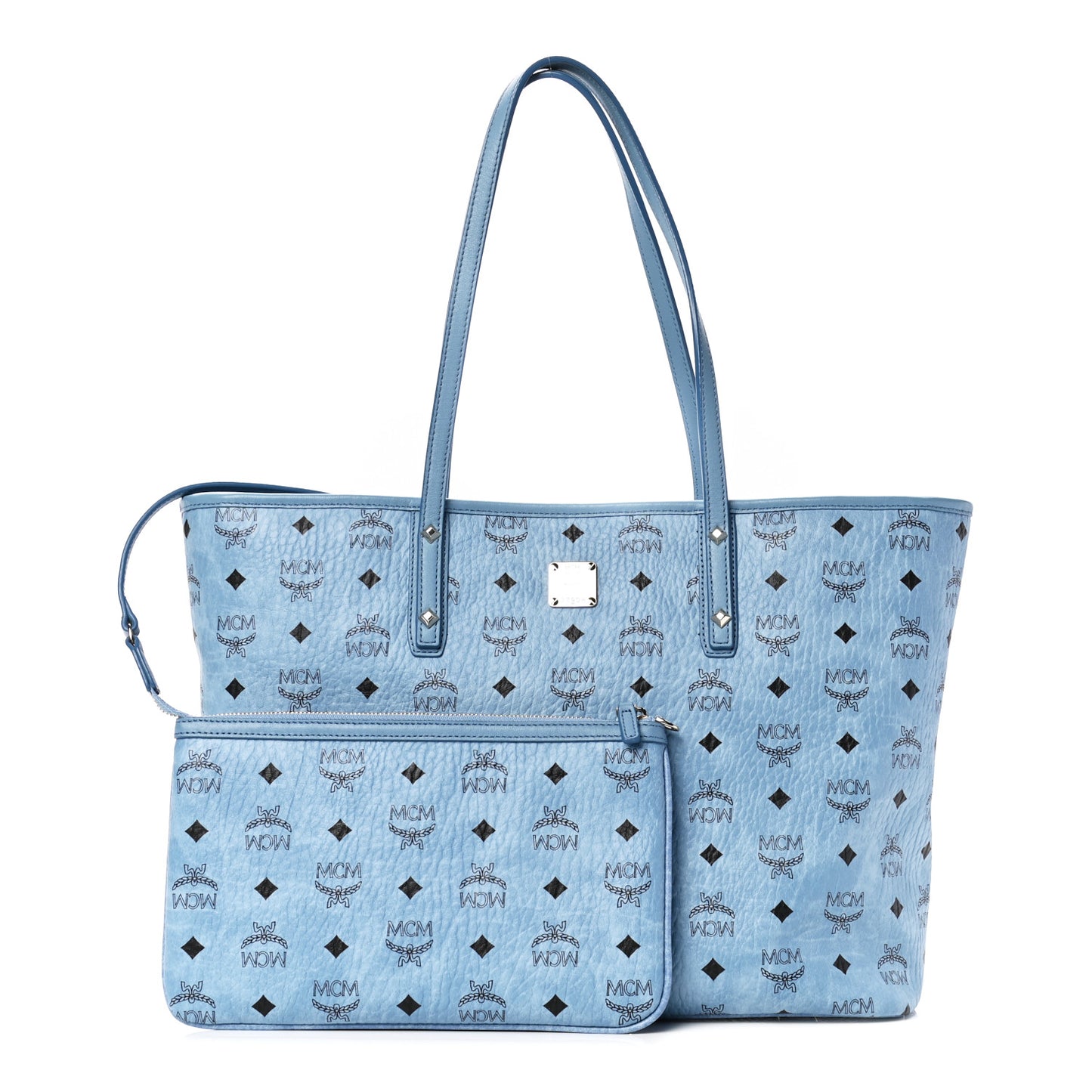Visetos Medium Anya Zip Top Shopper Tote Blue