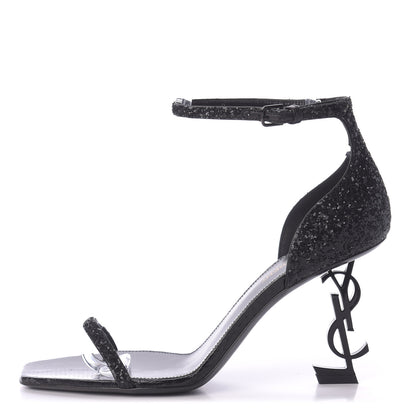 Saint Laurent Glitter Opyum 85 Sandals 38.5 Black 1 of 9
