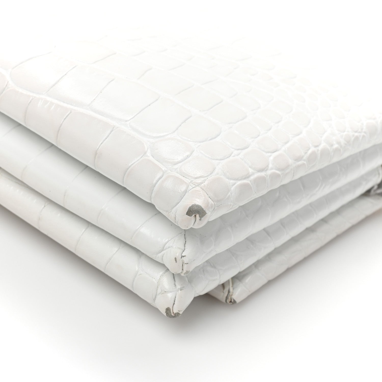 Balenciaga Shiny Extra Supple Calfskin Crocodile Embossed Small Triplet Bag Optic White 19 of 19