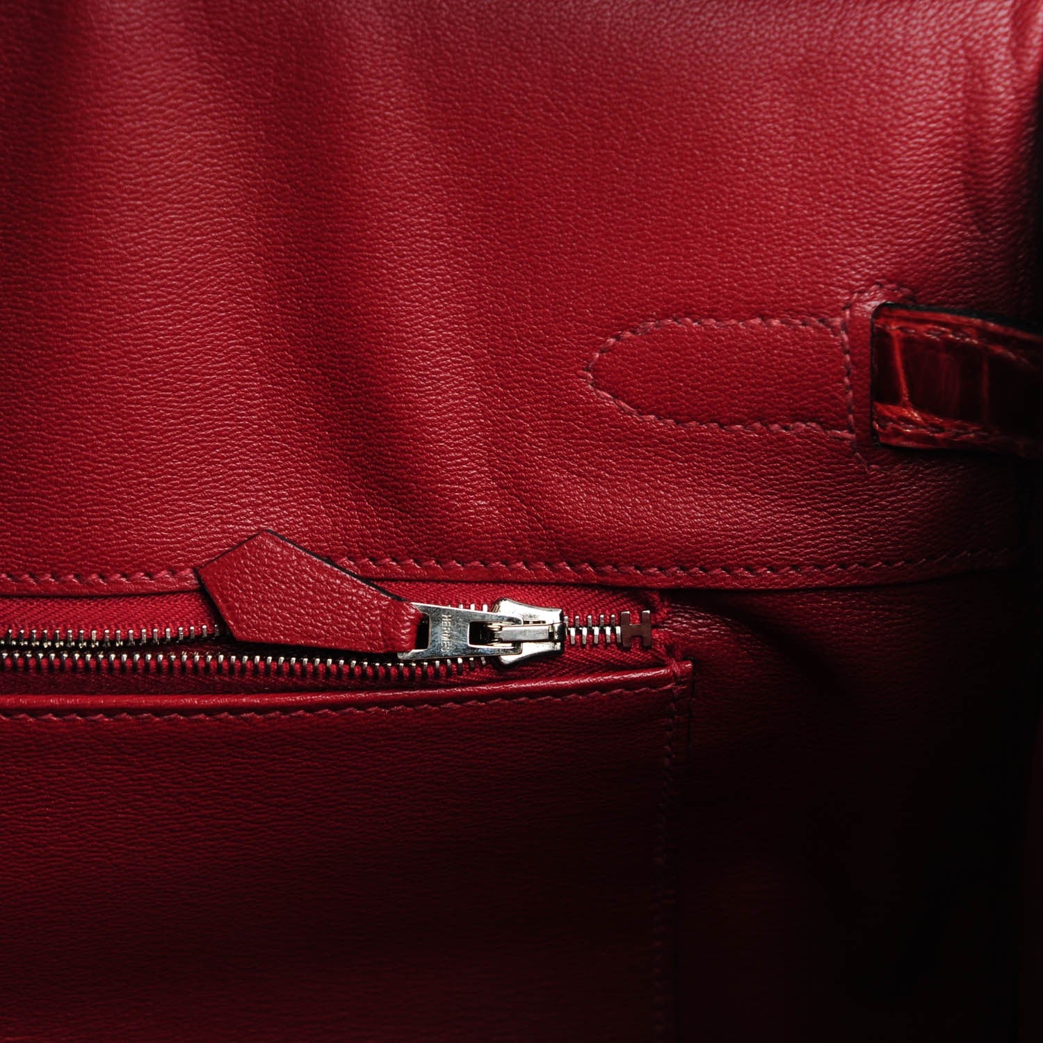 Hermes Shiny Porosus Crocodile Birkin 35 Rouge H 17 of 25