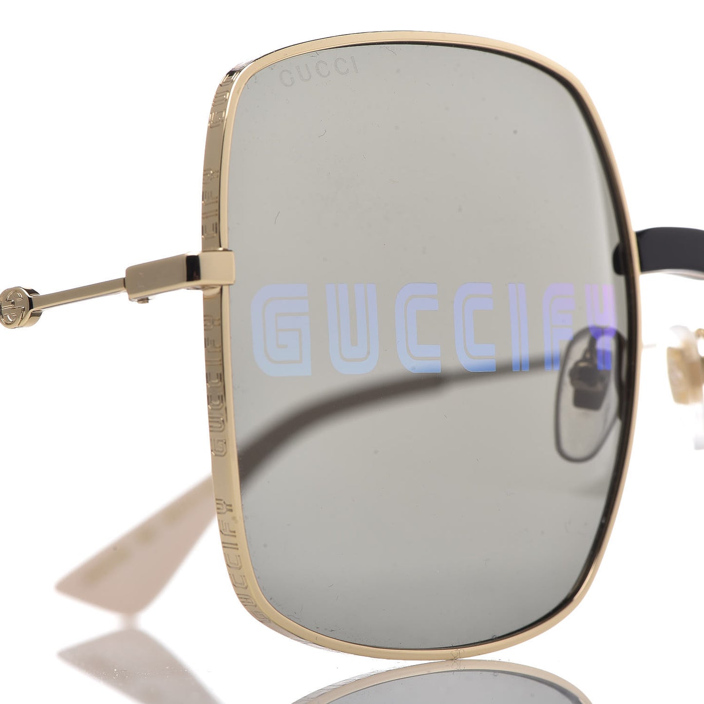 Metal Rectangular Guccify Frame Sunglasses GG0414S Gold