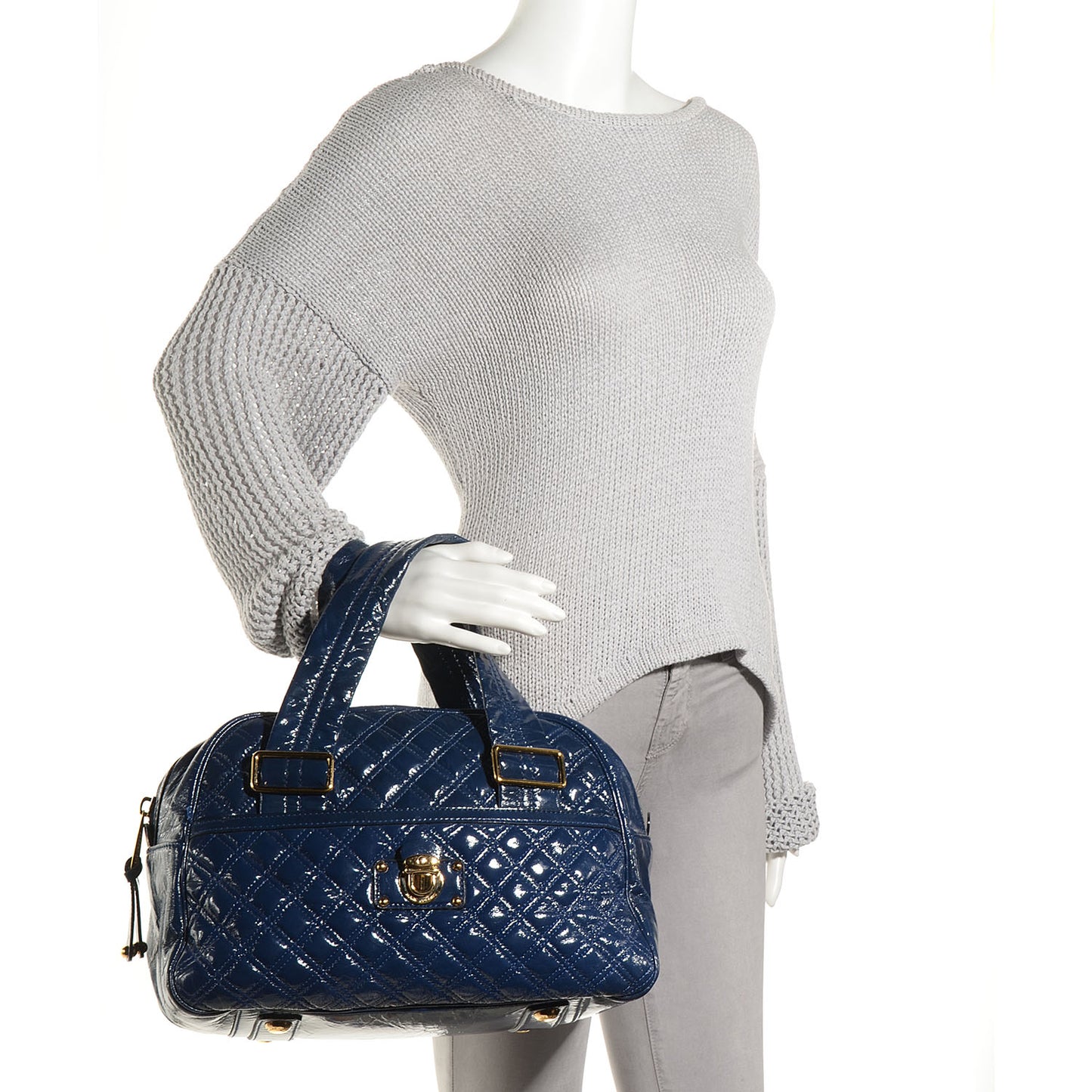 Patent Quilted Goat Leather Large Ursula Bowler Midnight