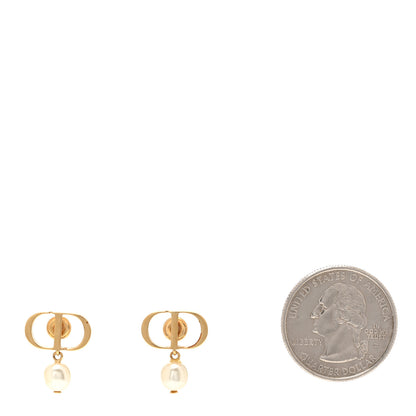 Christian Dior Pearl Logo Earrings Gold 2 of 5